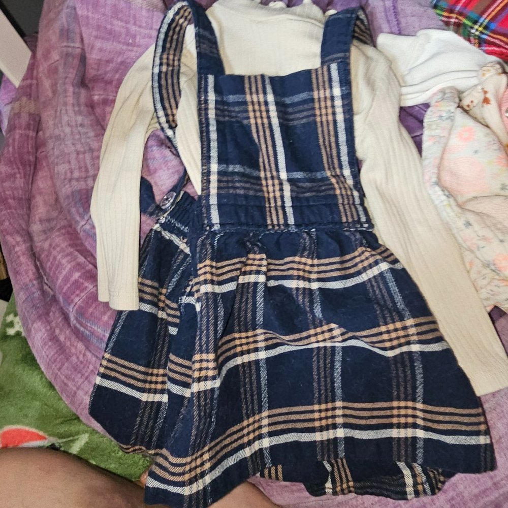Wonder Nation Velvet Pinafore, Top and Tights 3 pc Set
